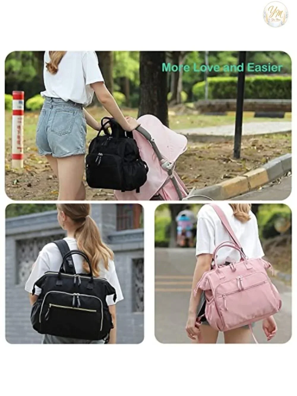 Large Diaper Bag Tote with 14 Pockets, Convertible, Stroller Clips, Insulated,